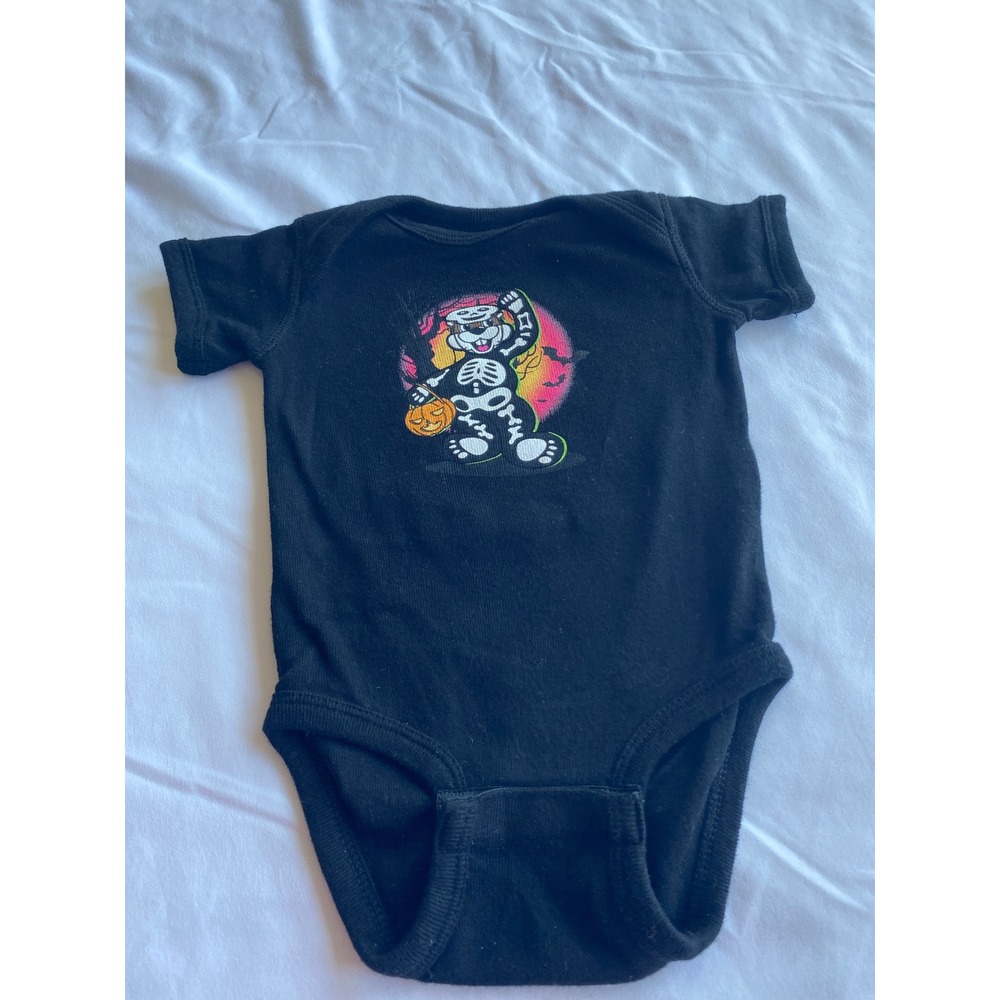 Buc-ee's Unisex Halloween Skeleton Spooky Graphic Bodysuit 6M Black Multi